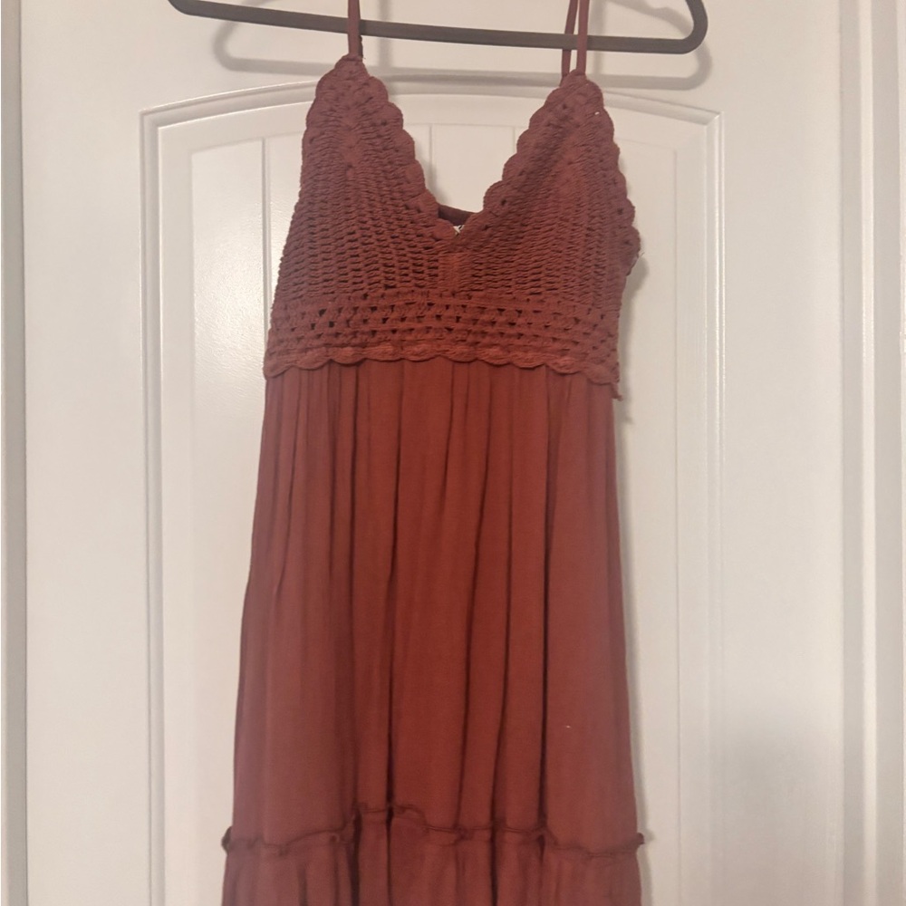 Brown Crochet Top Dress